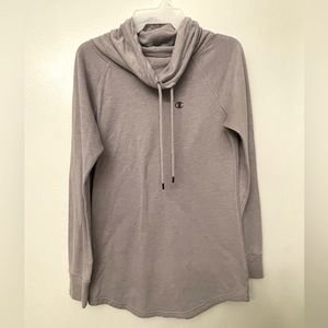 Long sleeve gray Champion pullover.